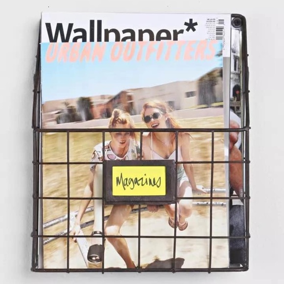 NWT Urban Outfitters Wall magazine & book rack storage grid metal shelve decor - Picture 2 of 10